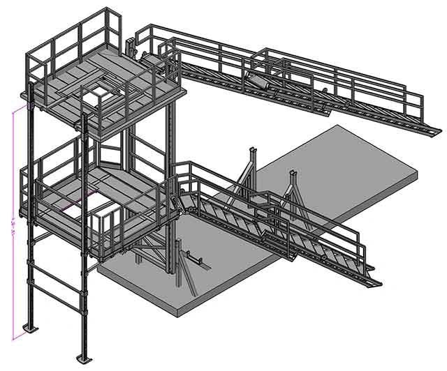 Industrial loading platform steel structure 3D model